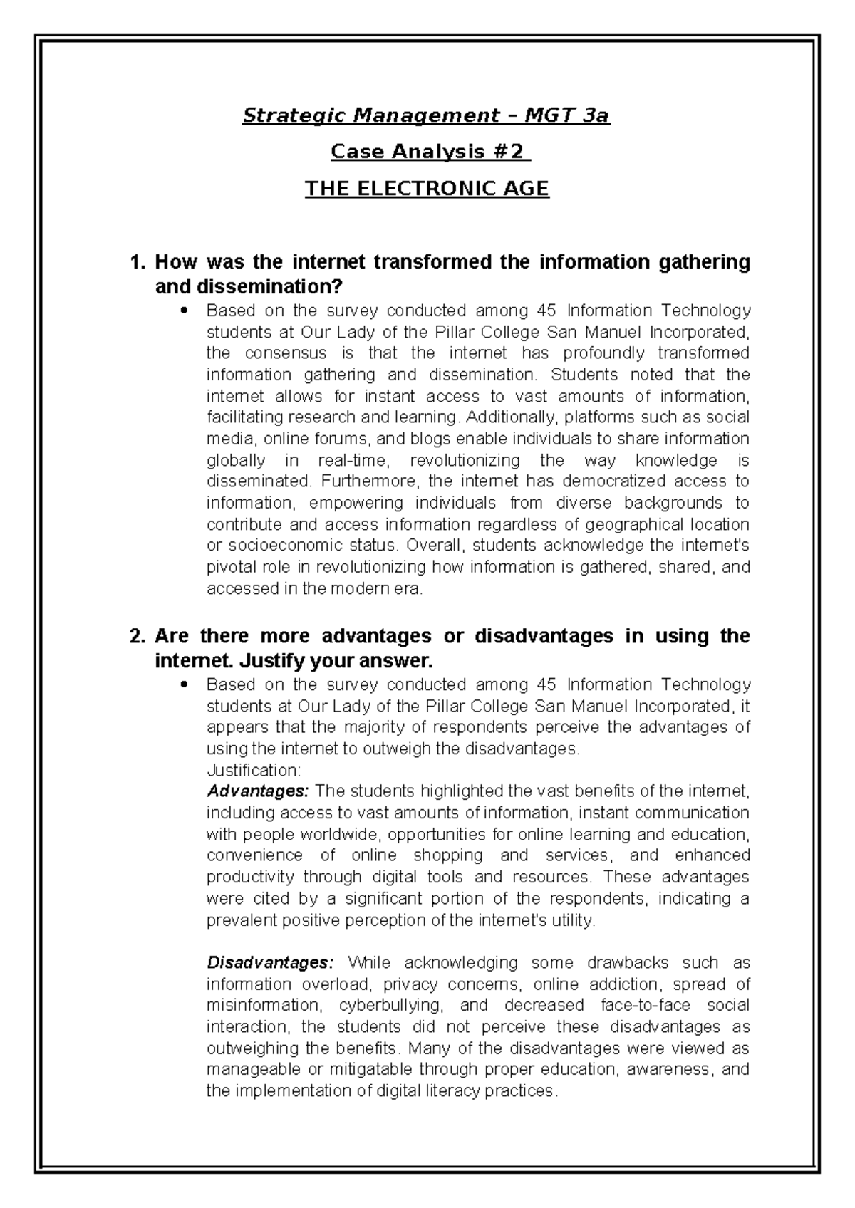 Case Analysis number 2 MGT3 - Strategic Management – MGT 3a Case ...