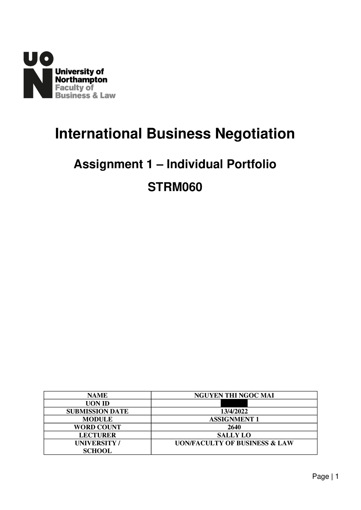 international business negotiation assignment