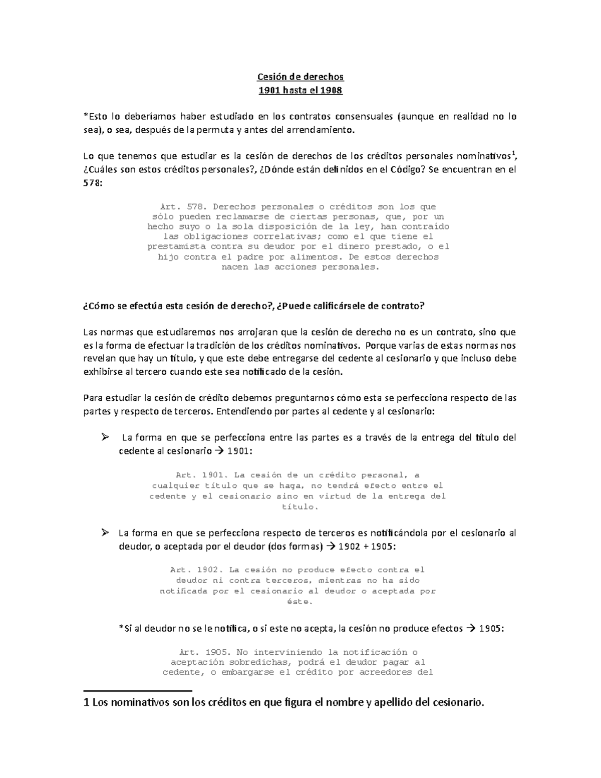 Cesi n De Derechos Apuntes Cesi n De Derechos 1901 Hasta El 1908