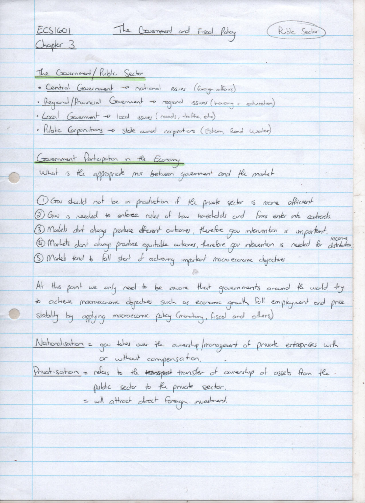 ECS1601 Chapter 3 Summary - ECS1601 - Studocu