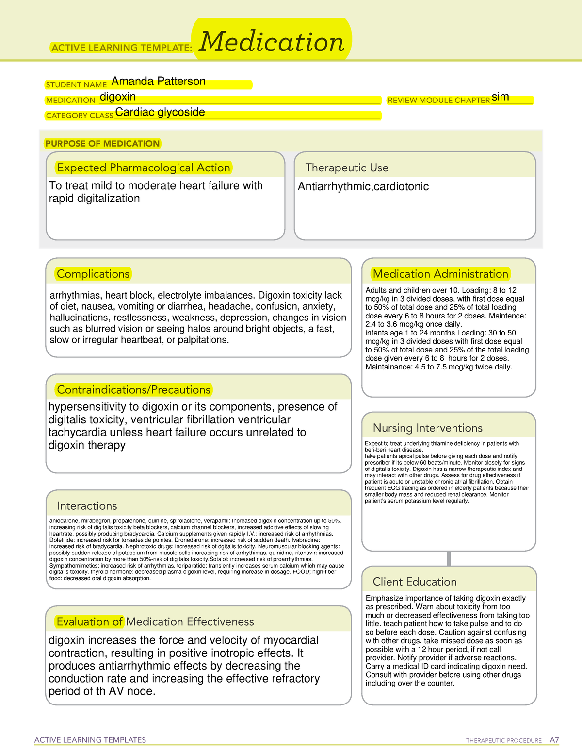 active-learning-template-medication-digoxin-active-learning-templates