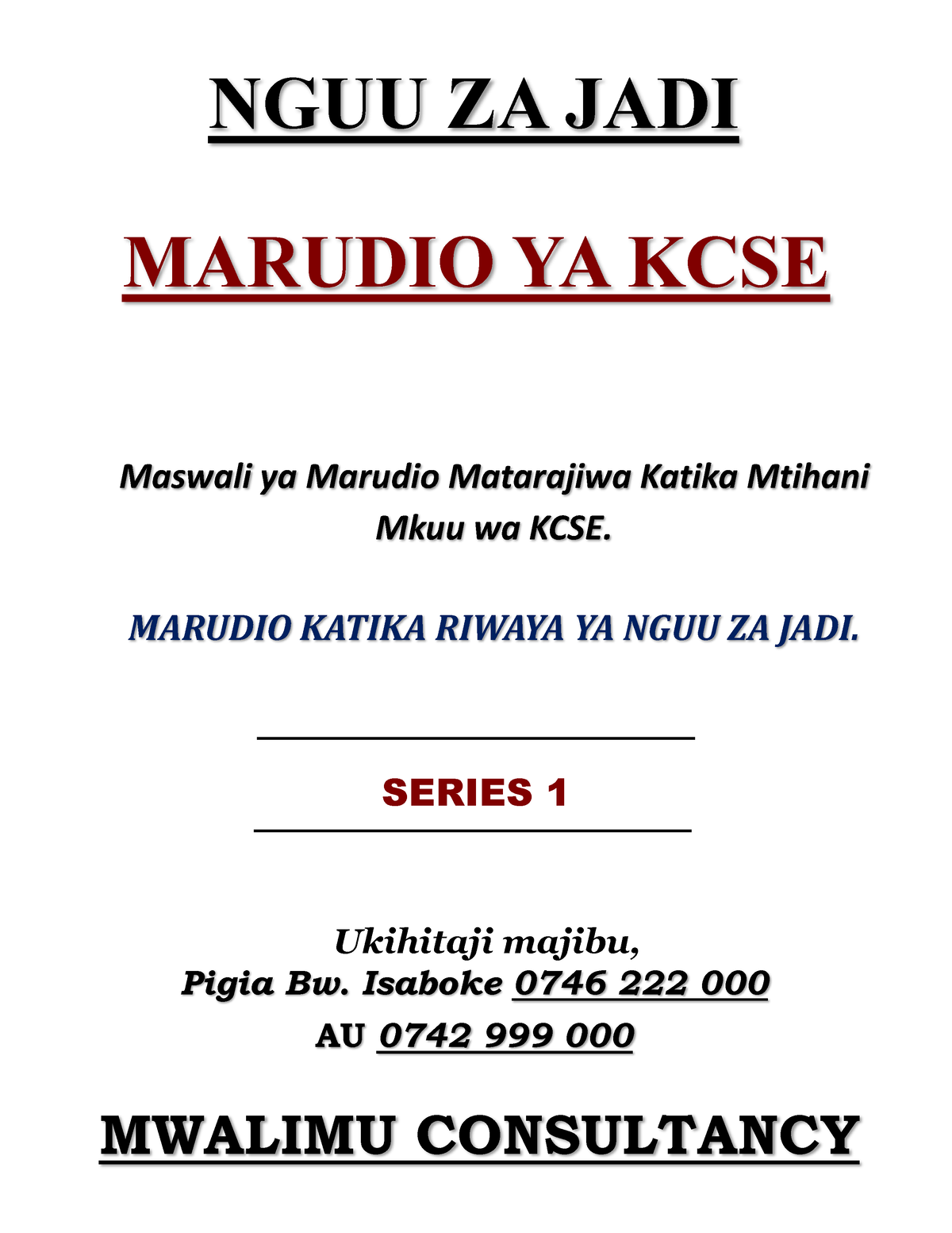 Nguu Za Jadi Marudio Kcse S1 Qns Nguu Za Jadi Marudio Ya Kcse Maswali Ya Marudio Matarajiwa 