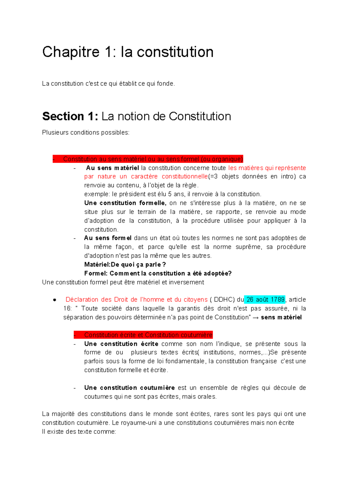 la notion de constitution dissertation juridique