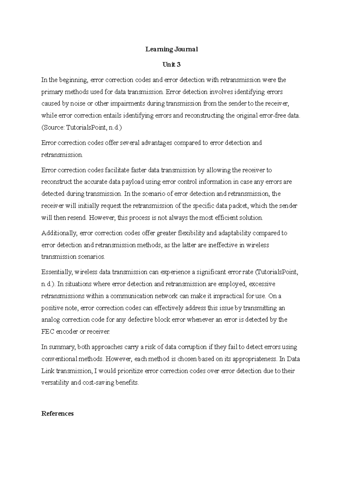 Learning Journal U 3 - Learning Journal Unit 3 In the beginning, error ...