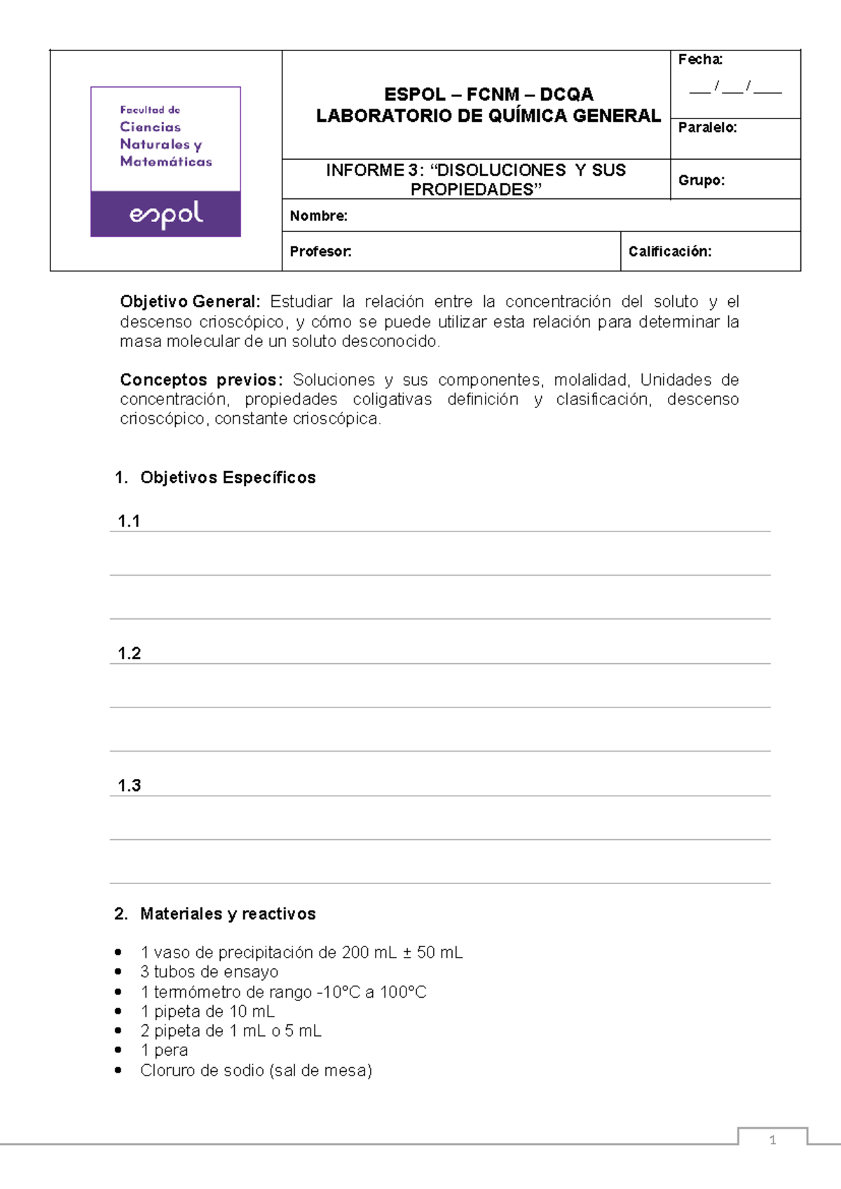 Lab QG P3 Disoluciones Y Sus Propiedades V2-2023 - 1 ESPOL – FCNM ...