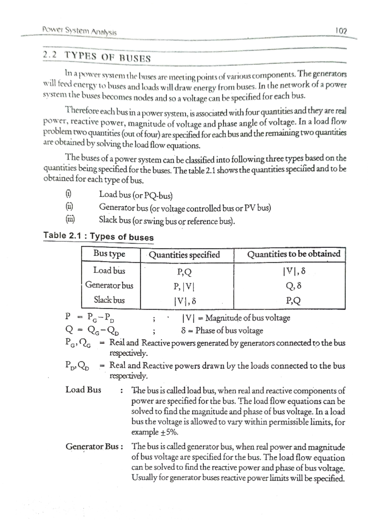 Types of Buses Power system analysis Studocu