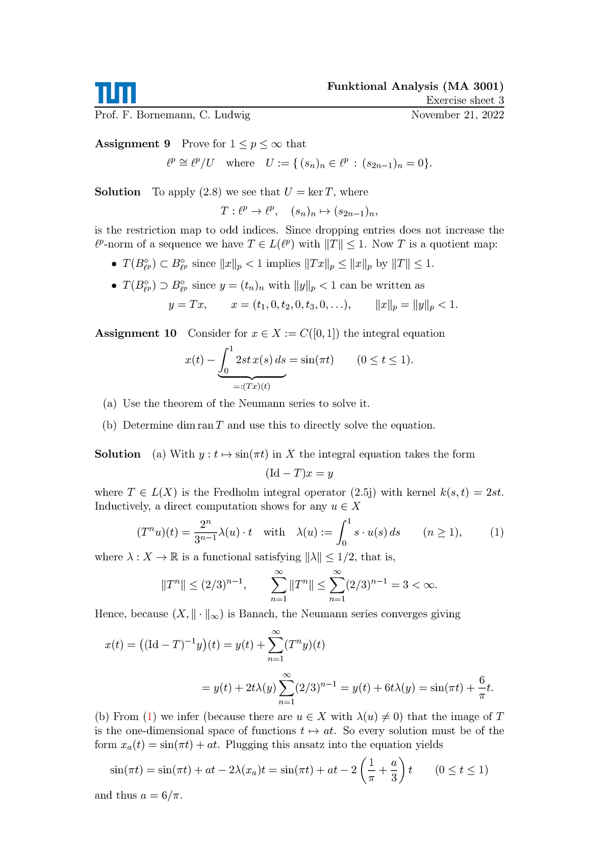 solutions homework functional analysis