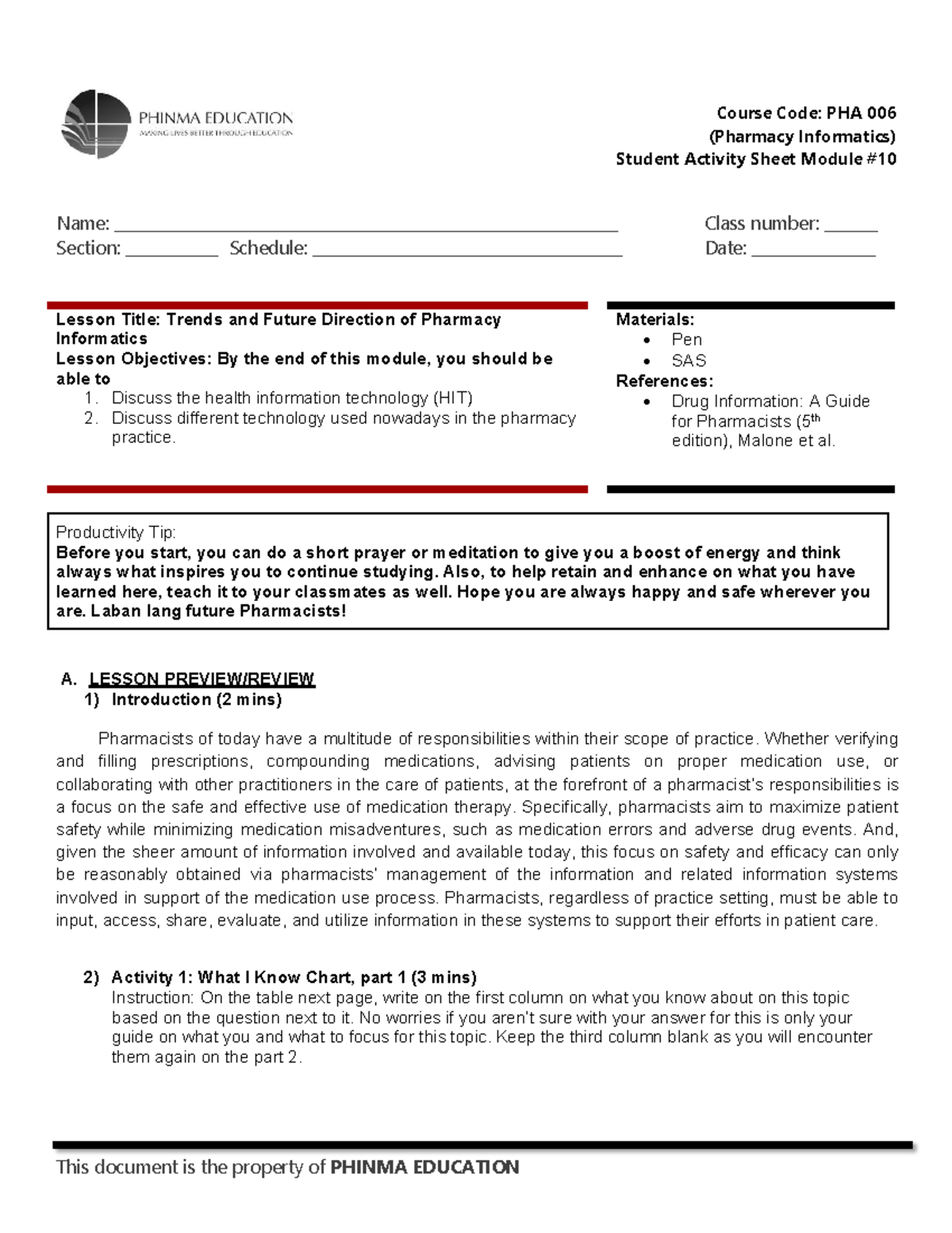 SAS for Pharmacy Informatics Module #10 - (Pharmacy Informatics ...