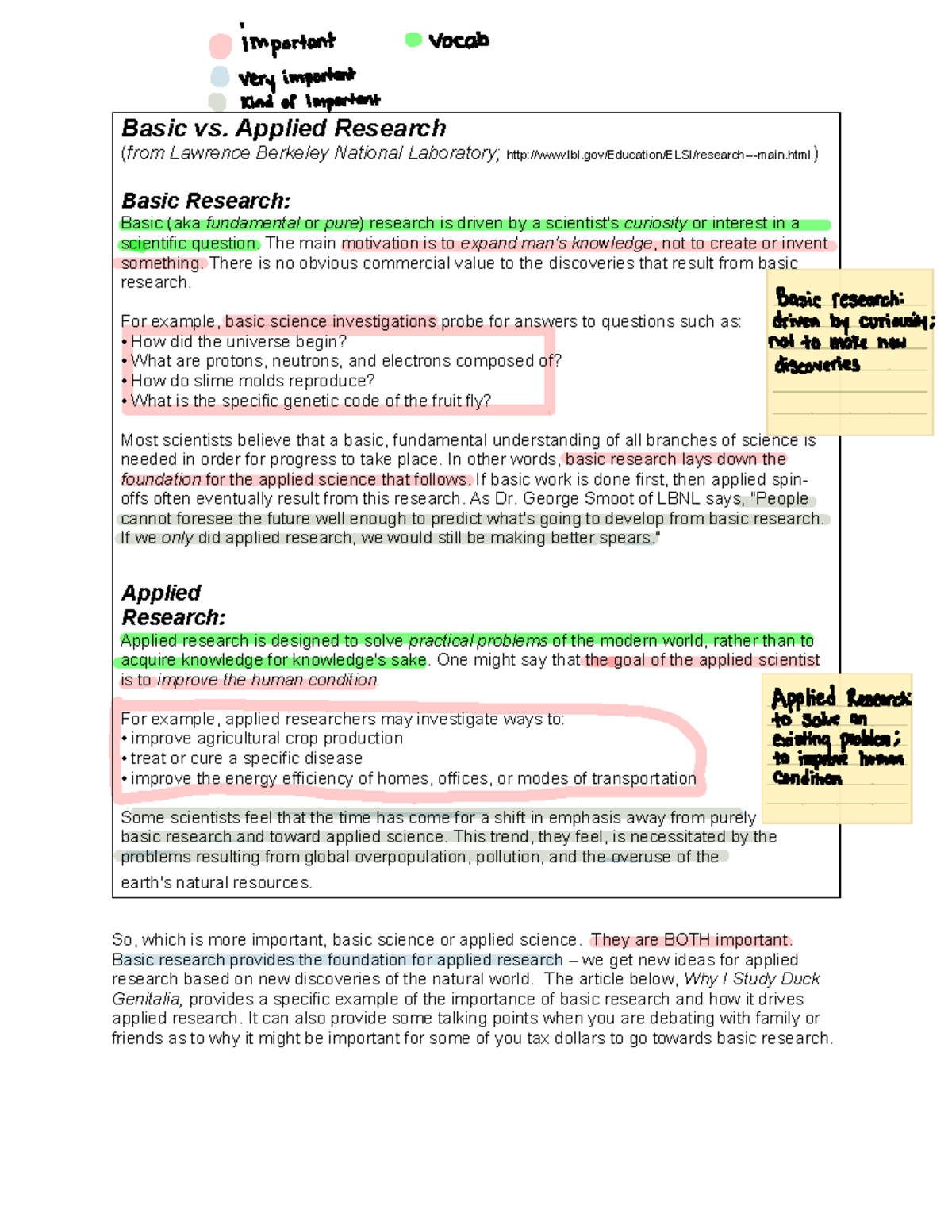 Zoology 101 applied research - Basic vs. Applied Research (from ...