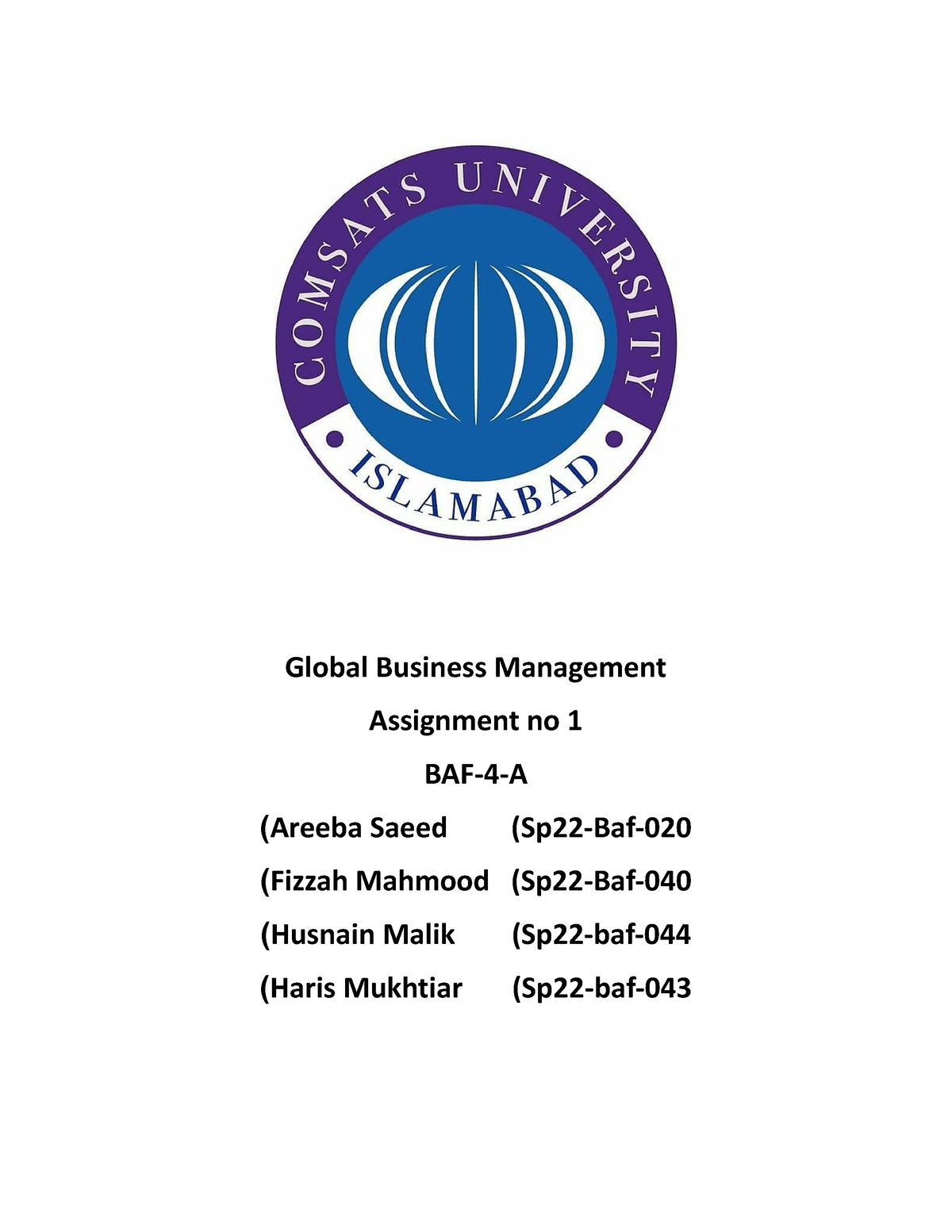 chapter 3 assignment global business