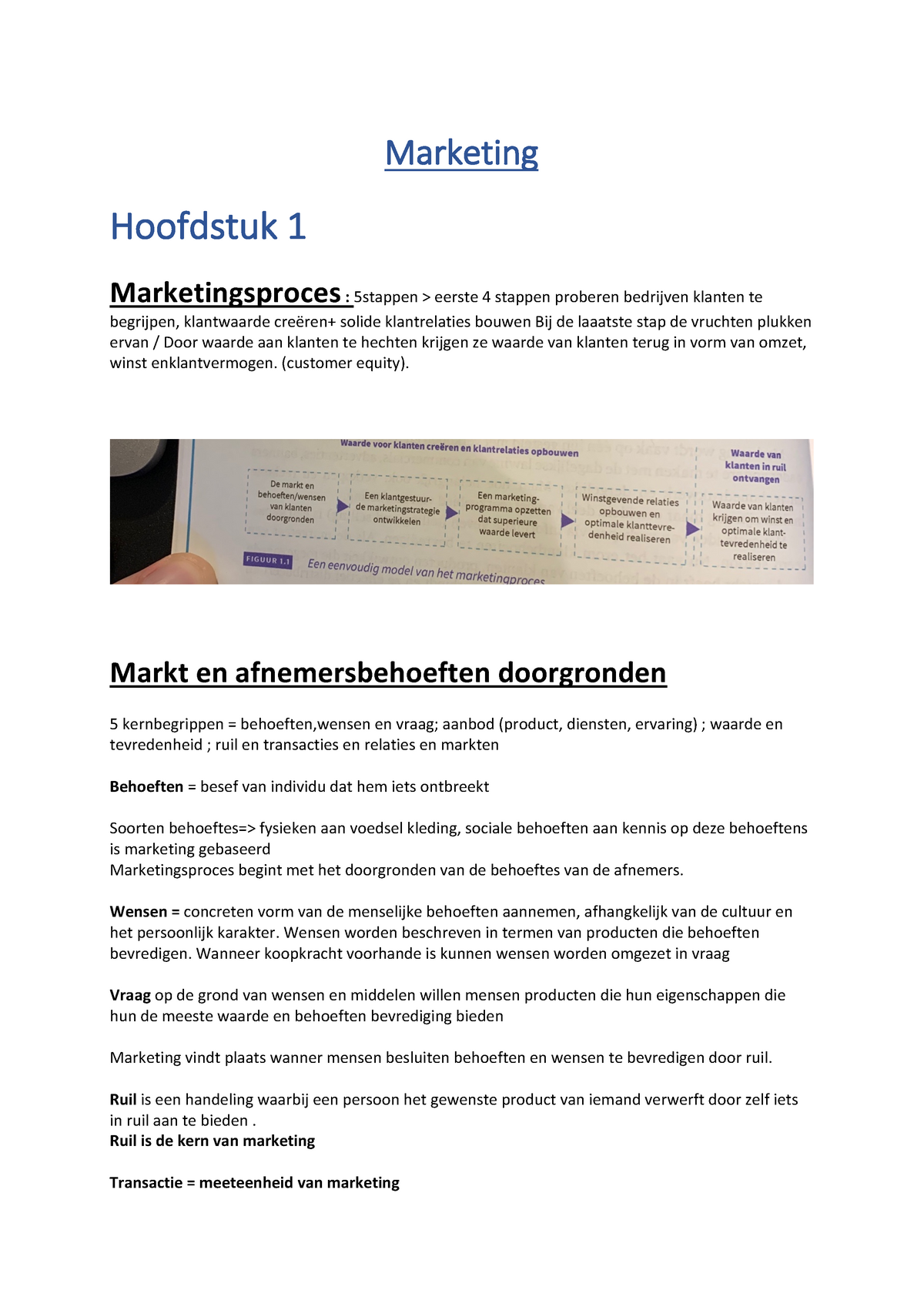 Marketing Samenvatting 1-6 - Marketing Hoofdstuk 1 Marketingsproces ...