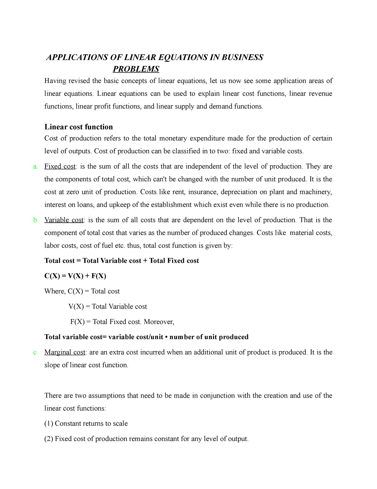 Applications Of Linear Graphs Worksheet