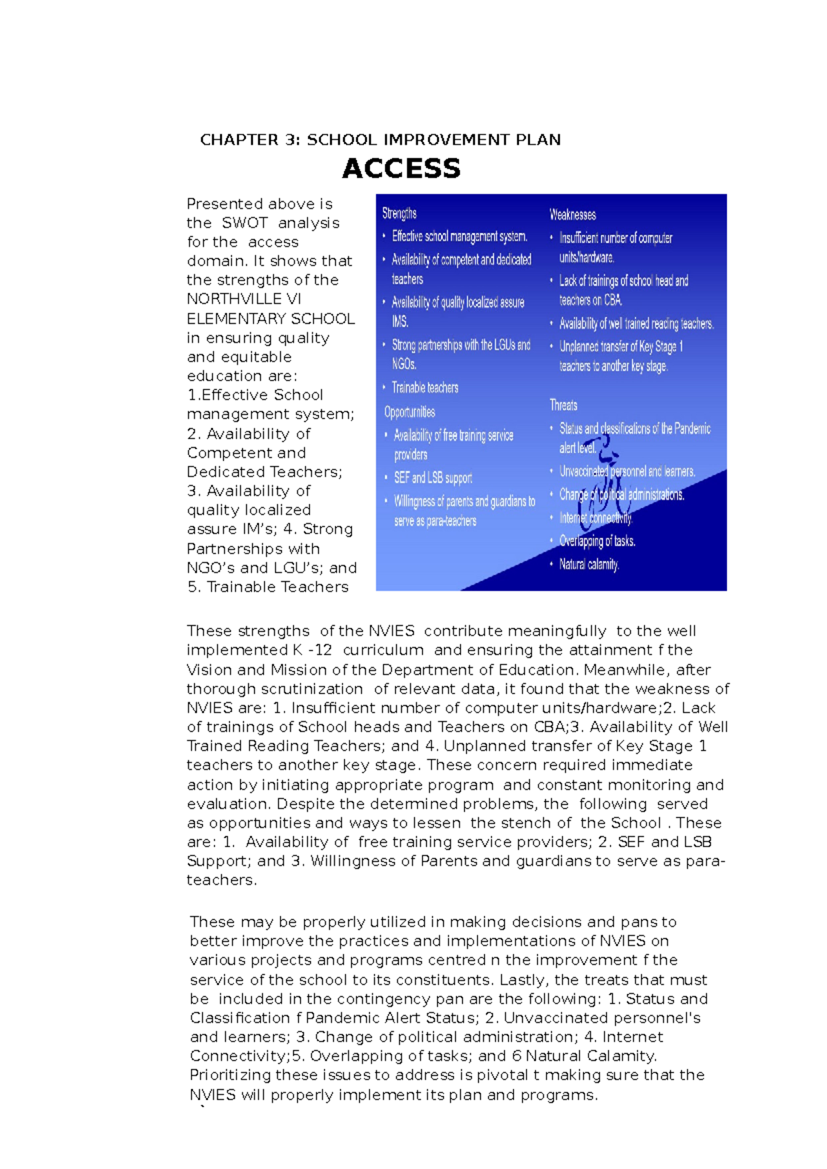 Chapter 3 - For research purposes - CHAPTER 3: SCHOOL IMPROVEMENT PLAN ...