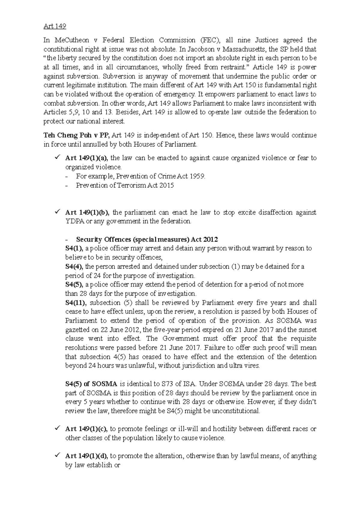 Article 149 - Art 149 In MeCutheon v Federal Election Commission (FEC ...