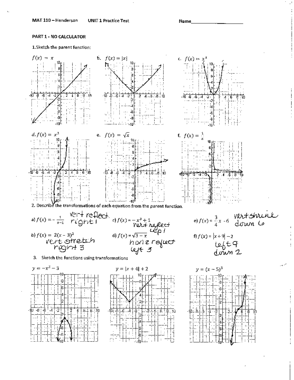 MAT 110 Unit 1 Practice Test Solutions - MAT 110 Henderson UNIT 1 ...