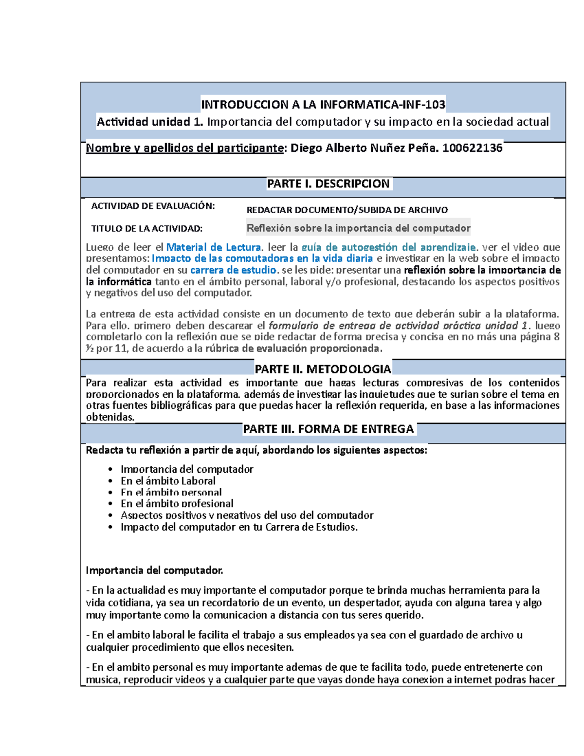 Practica 1 informatica - unidad 1 - INTRODUCCION A LA INFORMATICA-INF ...