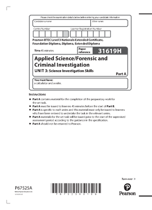 Applied Science - A1 - AS Level - Sixth Form (A Levels) - Studocu