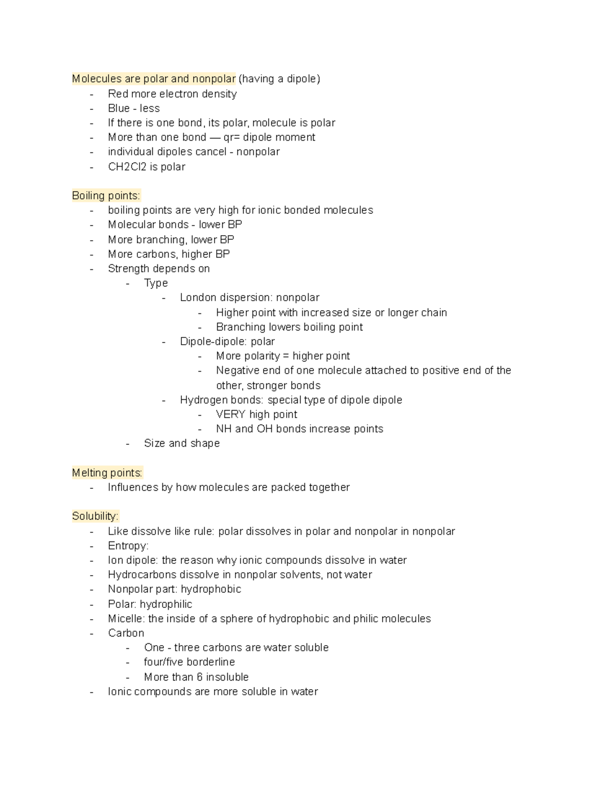 Molecular Properties - Functional Groups, Melting And Boiling Points 