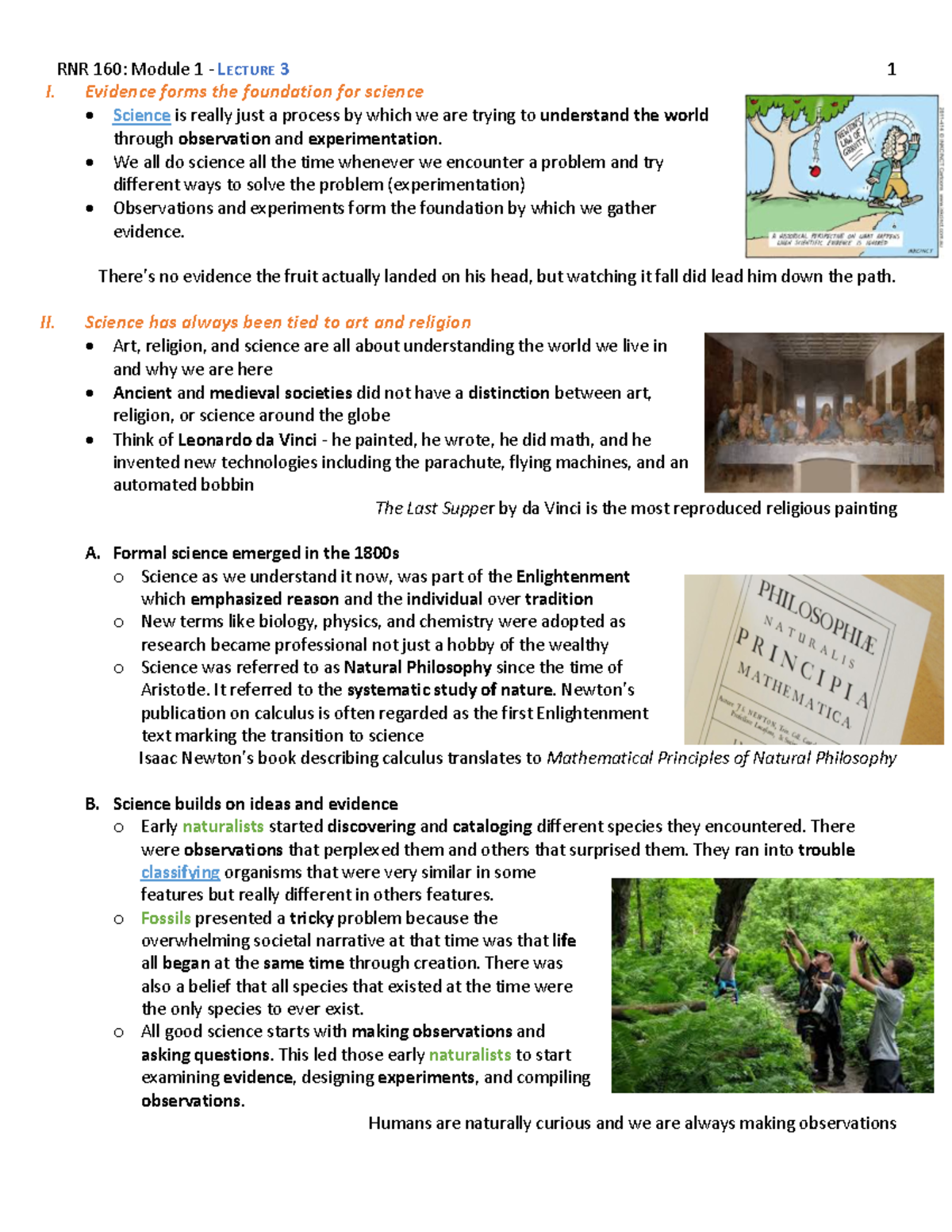 RNR 160- Module 1 - Lecture 3 - I. Evidence forms the foundation for ...