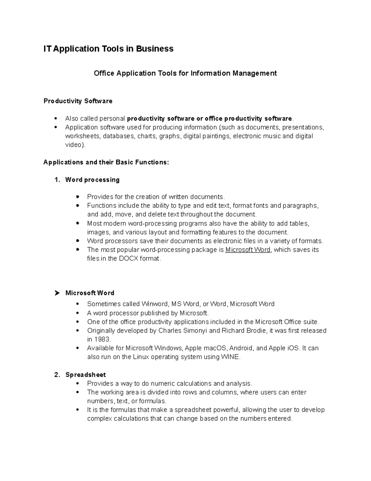 IT Application Tools in Business Office Application Tools