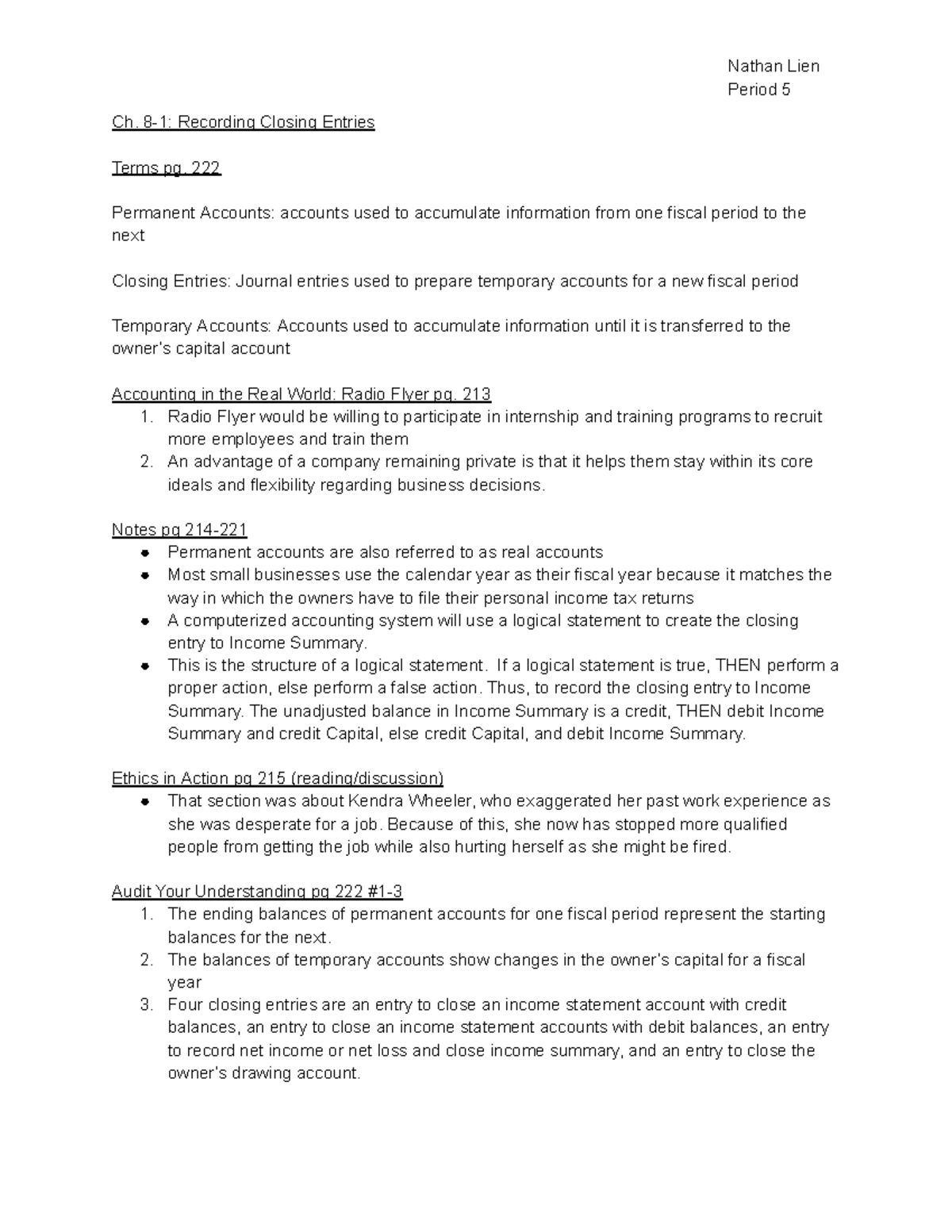 Ch 8 Period 5 - Notes for CTE Accounting - Nathan Lien Period 5 Ch. 8-1 ...