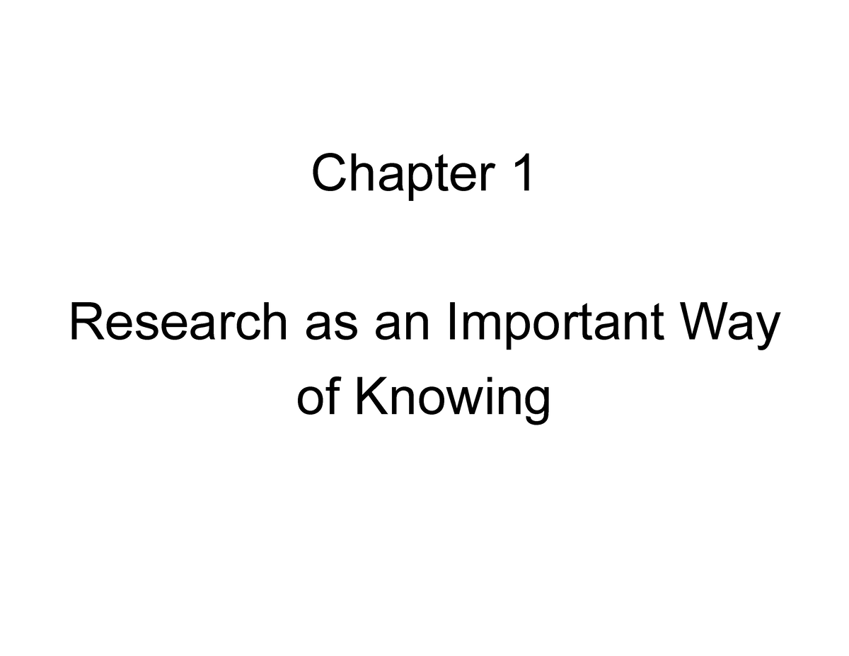 why chapter 1 is important in research