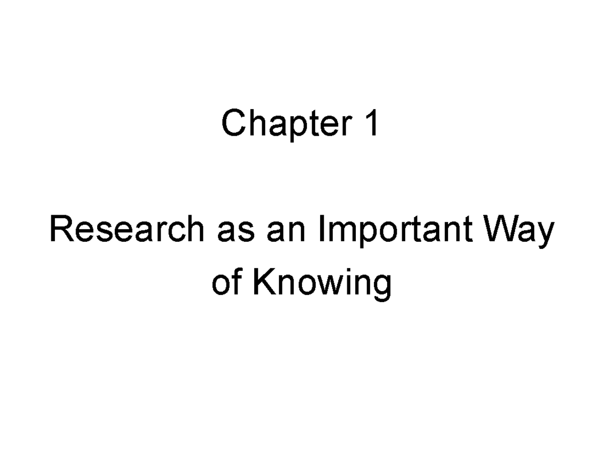 research parts chapter 1