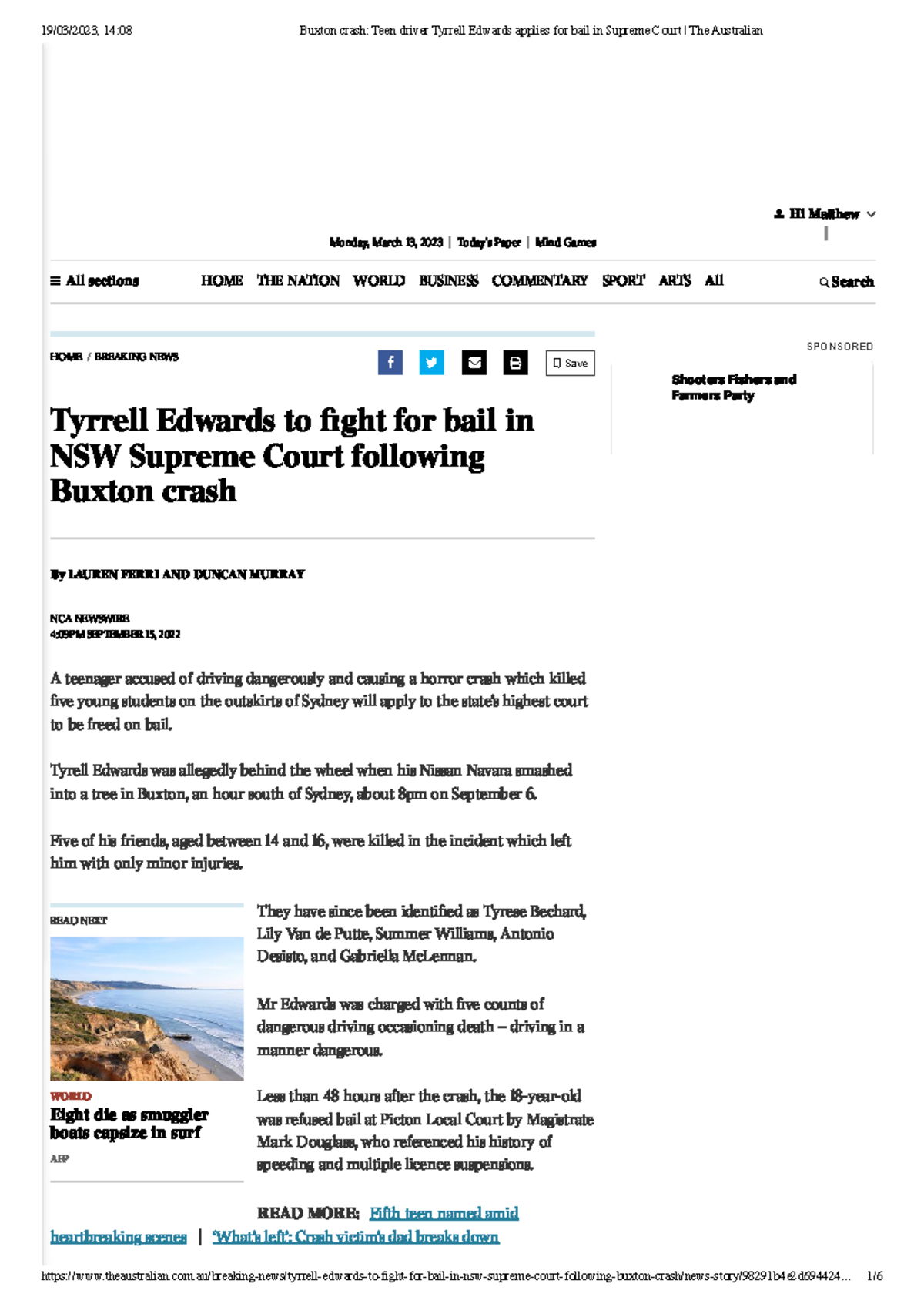 Buxton crash Teen driver Tyrrell Edwards applies for bail in Supreme ...
