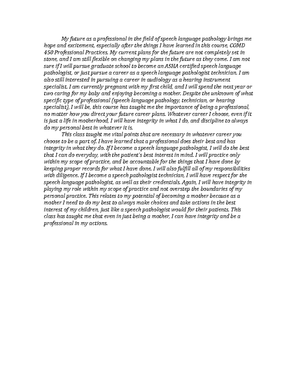Learning experience 4 - Completed project, Got an A. - My future as a ...