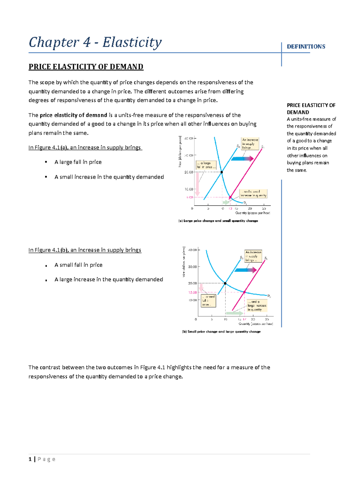 Chapter 4 - Summaries - Chapter 4 - Elasticity PRICE ELASTICITY OF ...