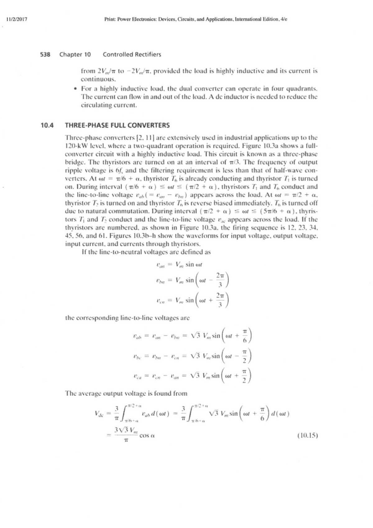 3-phase Full Converter Example - Print: Power Electronics: Devices 