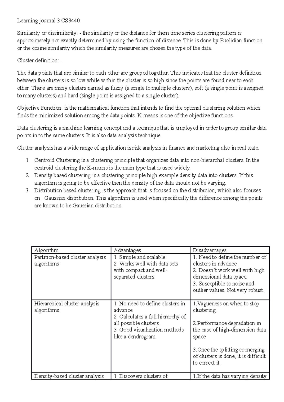 Learning journal 3 CS3440 - Learning journal 3 CS Similarity or ...