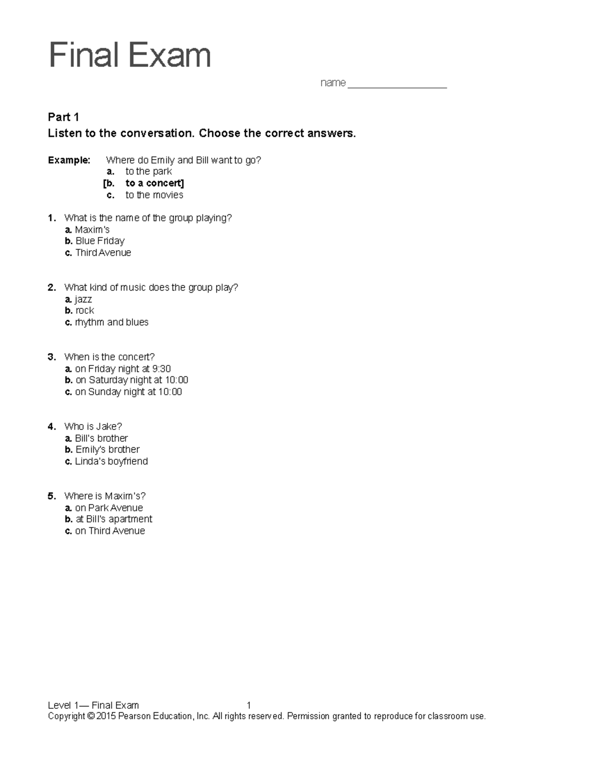 445346228 Top Notch 1 Asssessment Final Exam doc Final Exam name