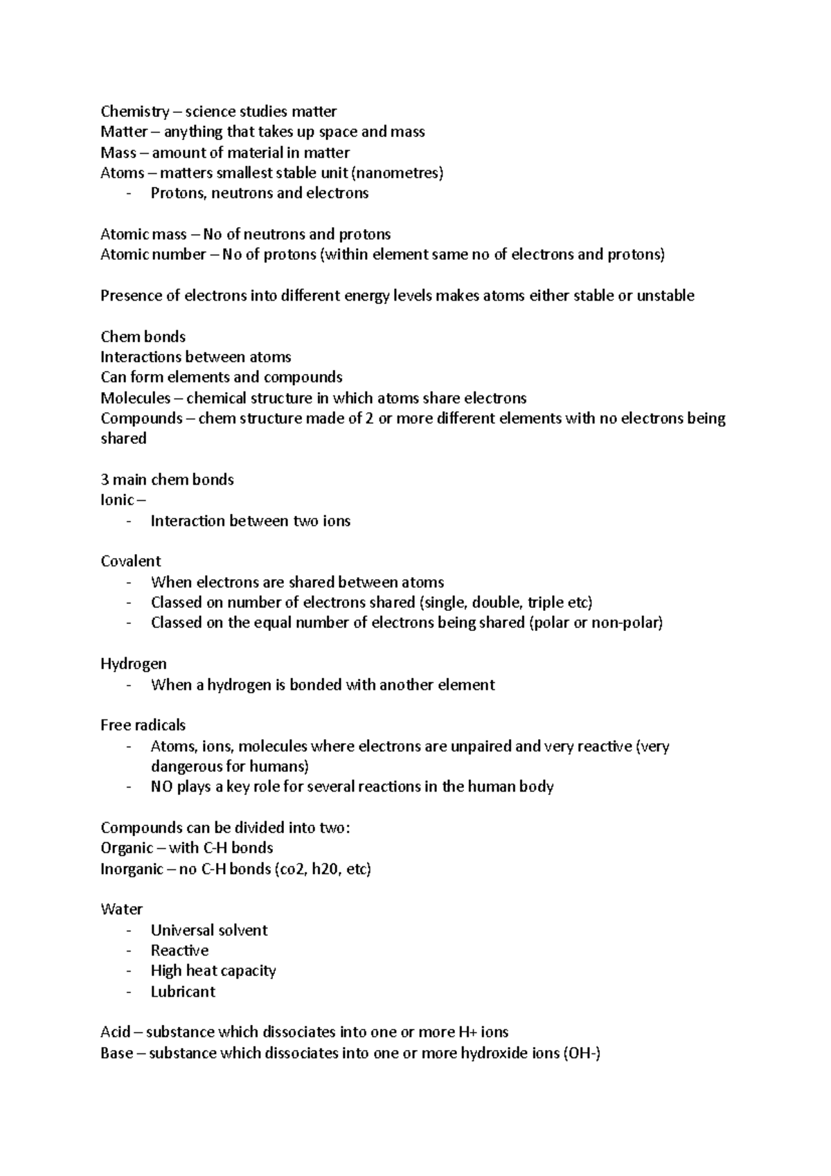 Chem level of organisation part 1 26-9-22 - Chemistry – science studies ...