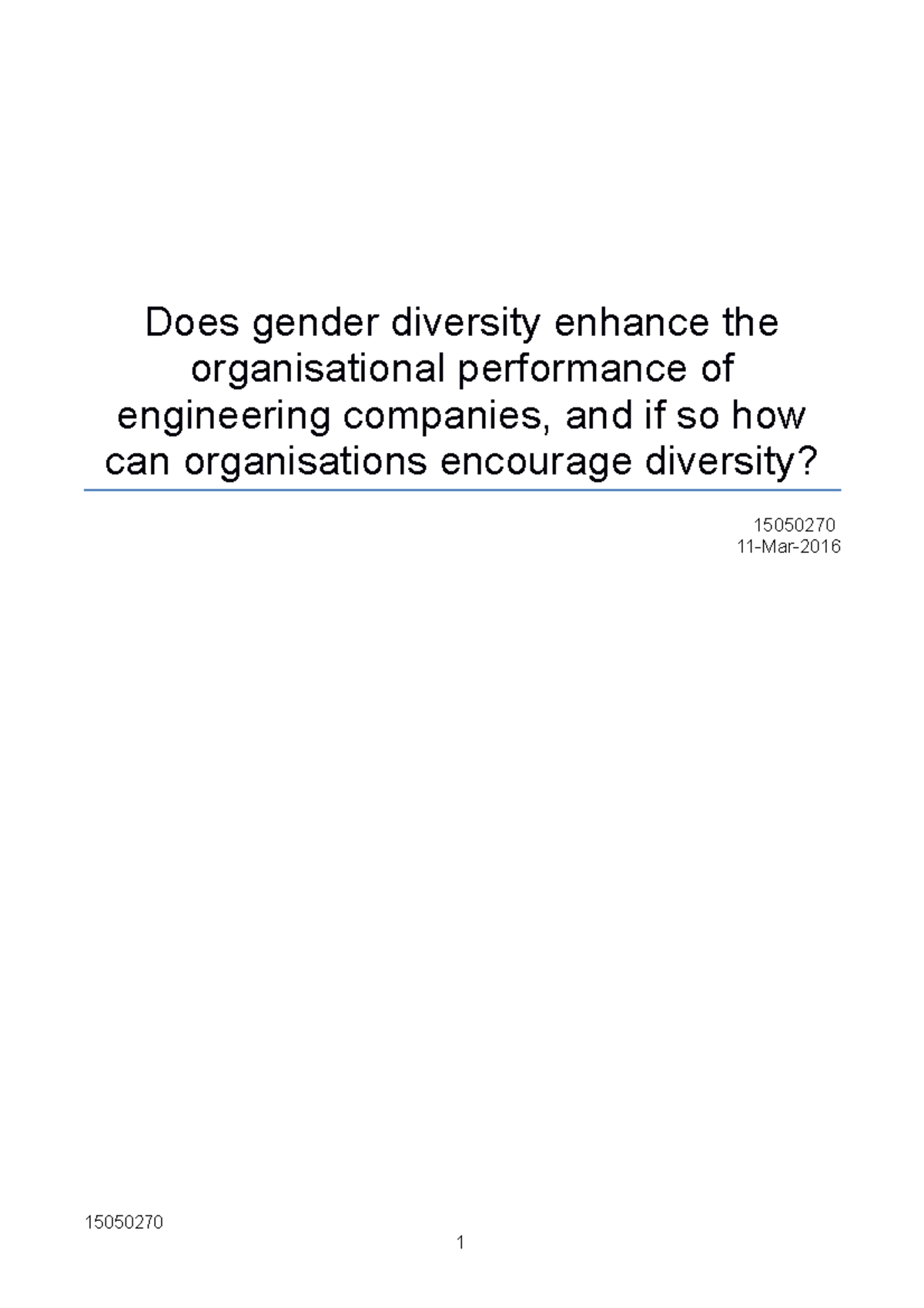 assignment gender diversity