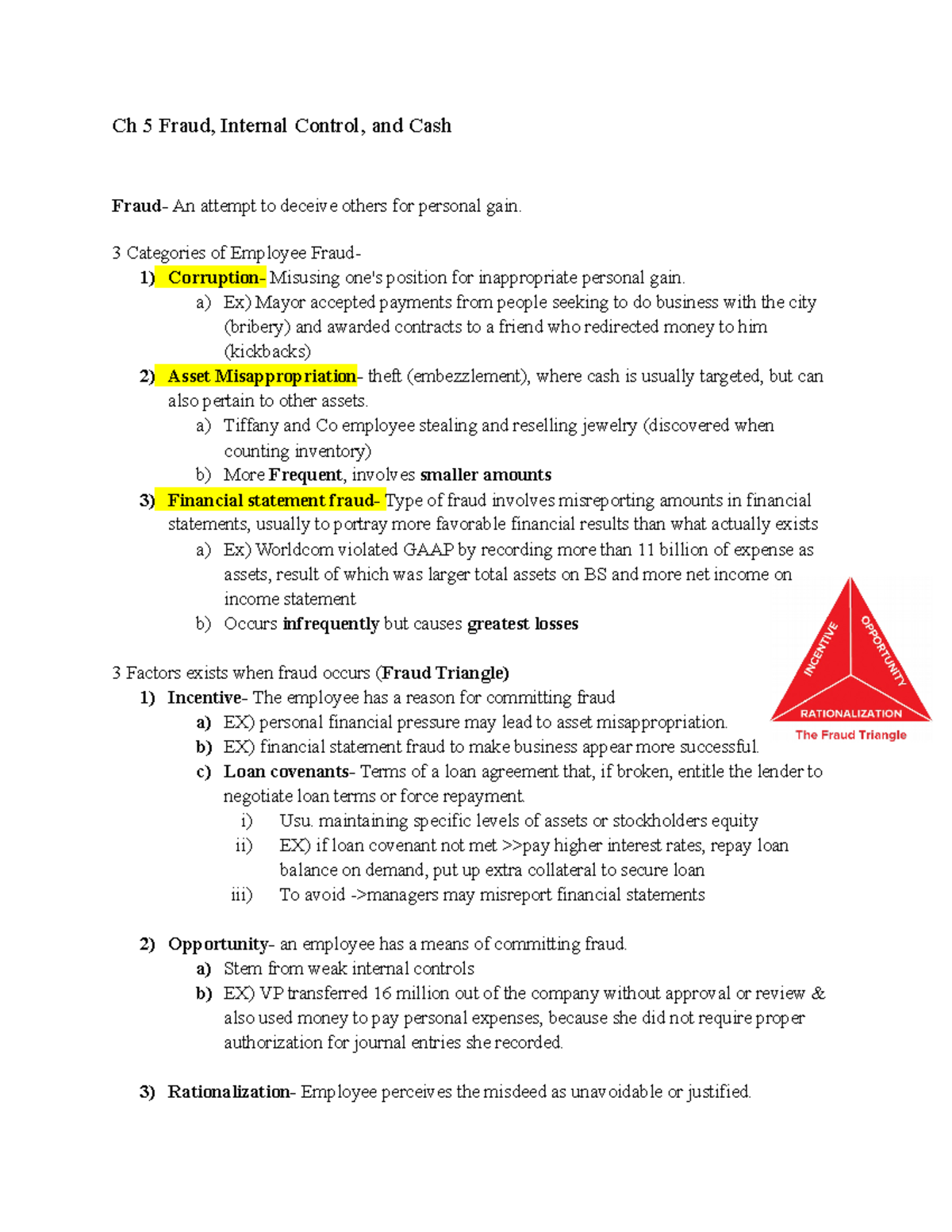 Ch 5 Acc Notes - Ch 5 Fraud, Internal Control, And Cash Fraud- An ...