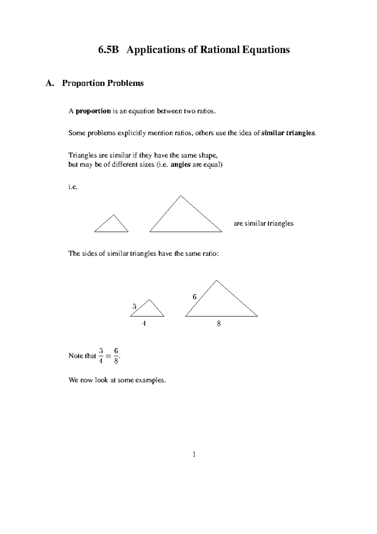 6.5B Applications Of Rational Equations - Proportion Problems A ...