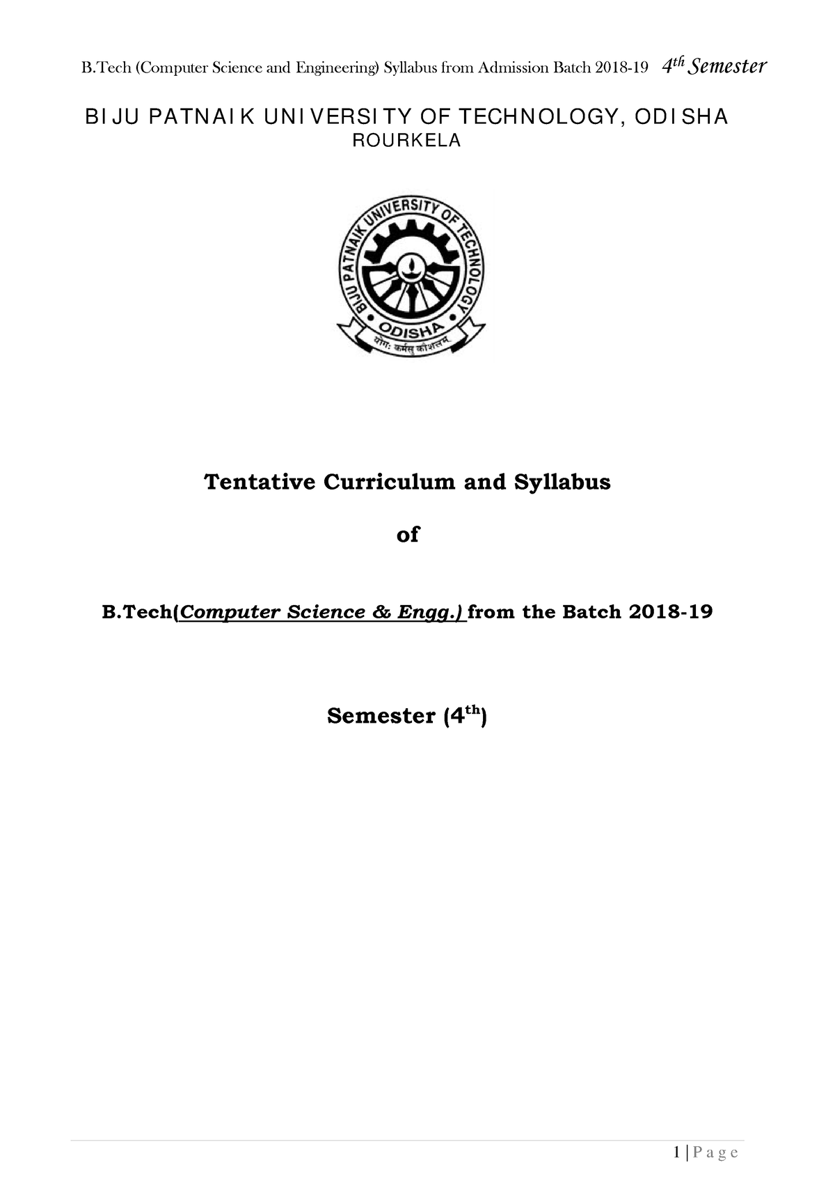 Bput 4th Semester Computer Science Engineering Syllabus - Bi Ju Pa Tn A 