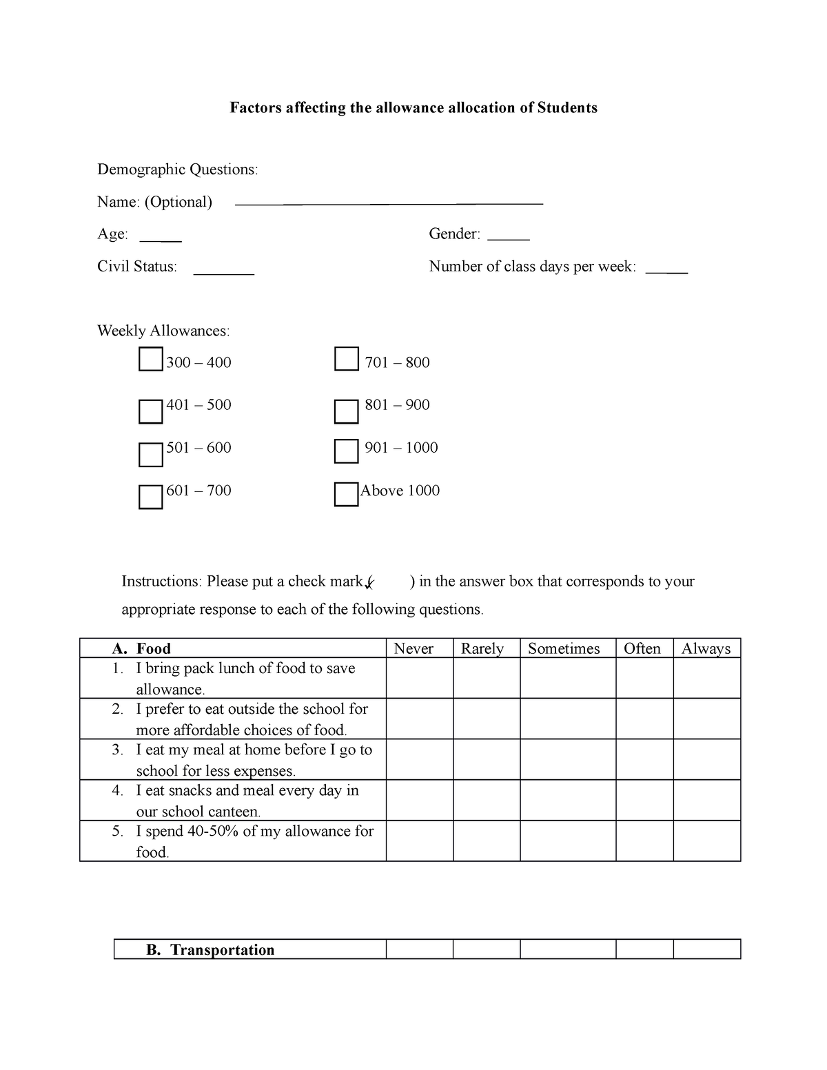 students allowance research paper