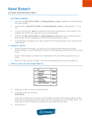 Sam File - Project - Natal Biotech GETTING STARTED WITH EXCEL GETTING ...