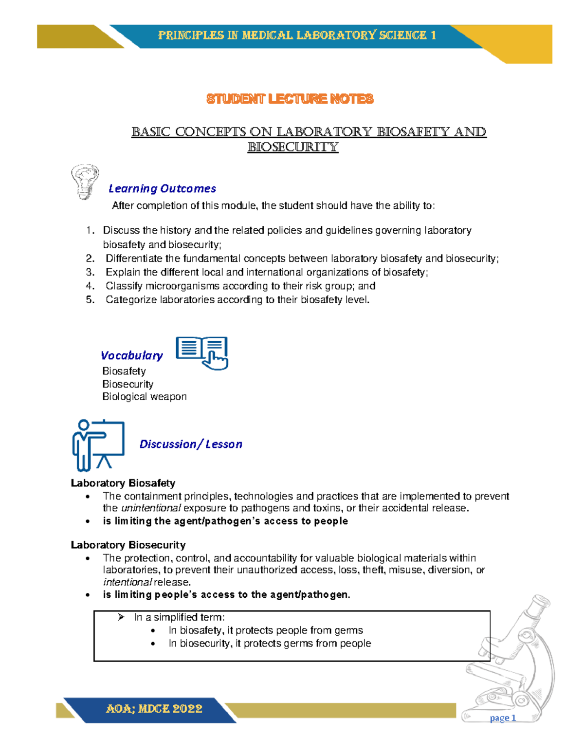 22 T1 PMLS 1 Module 5 - asdf - AOA; MDCE 2022 Basic concepts on ...
