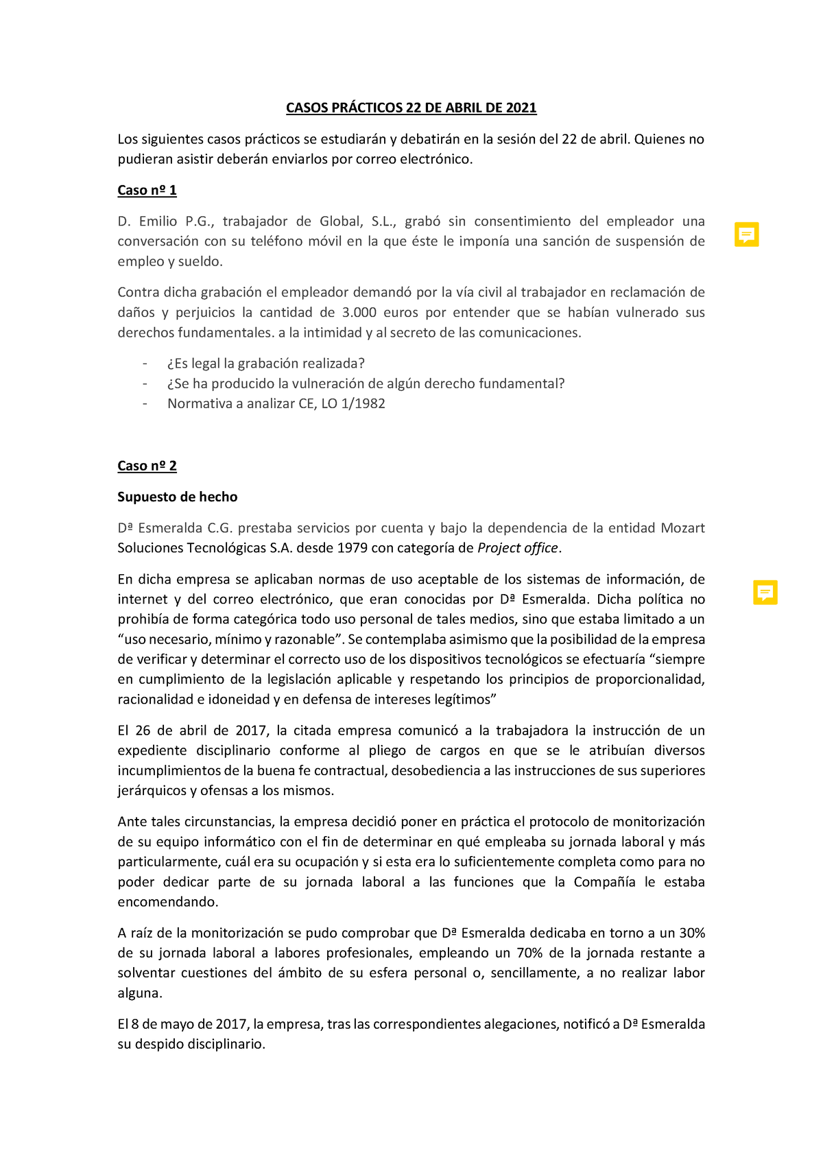 Caso Práctico 22 Abril 2021 18 Casos PrÁcticos 22 De Abril De 2021 Los Siguientes Casos 6513