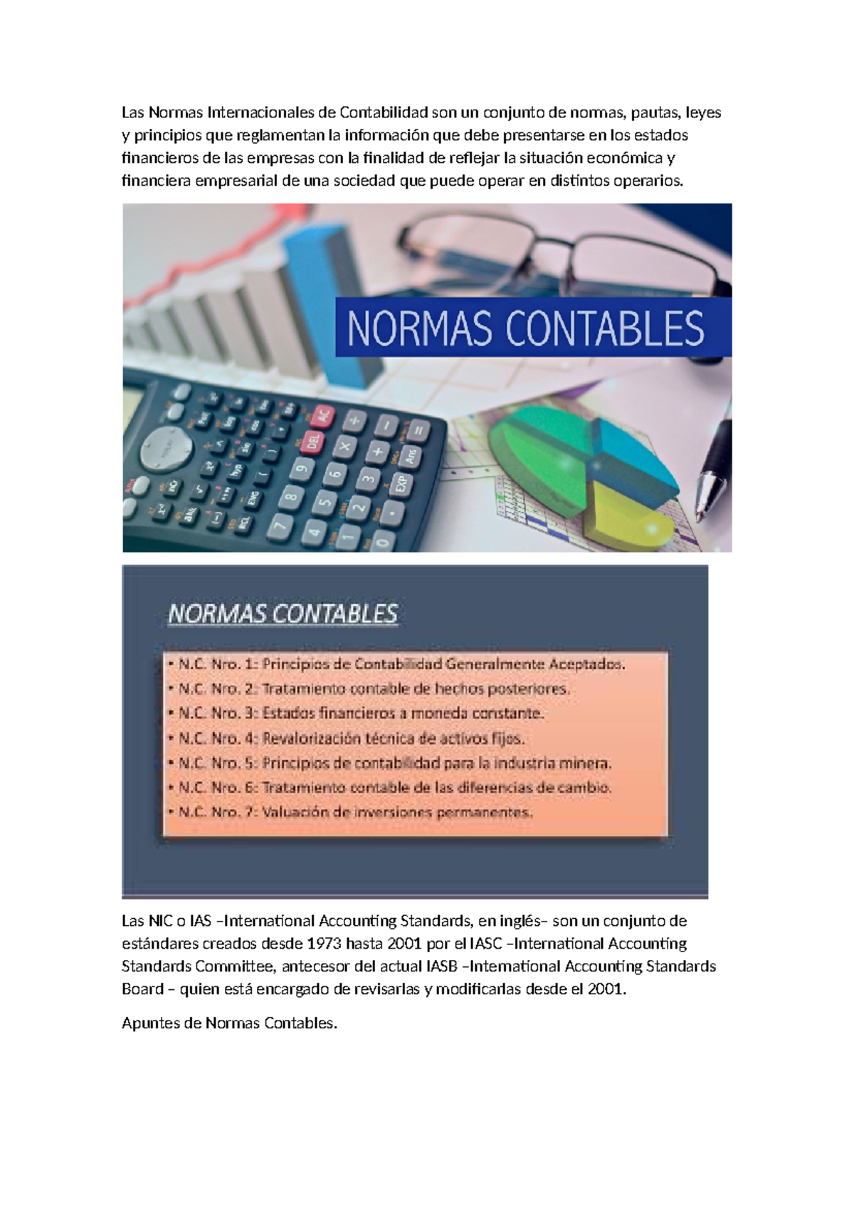Apuntes de Normas Contables - Las Normas Internacionales de ...
