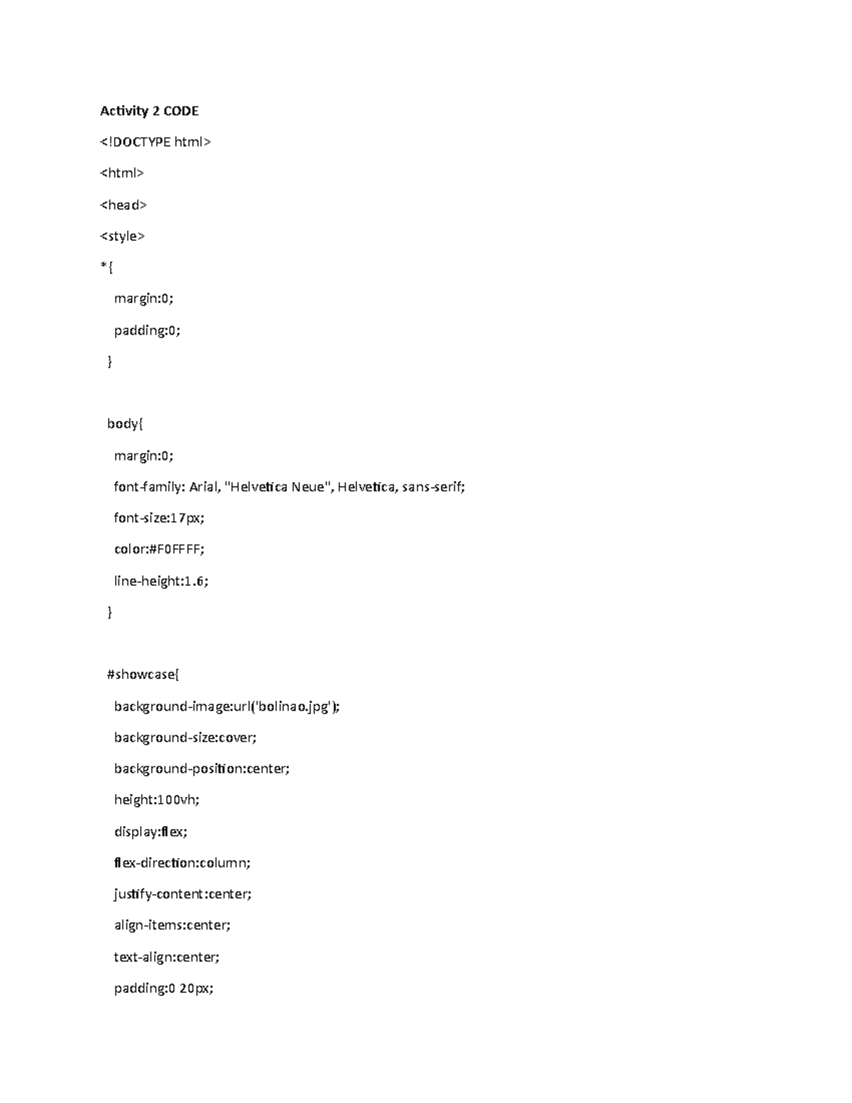 Activity 2 CODE - ..... - Activity 2 CODE - Studocu