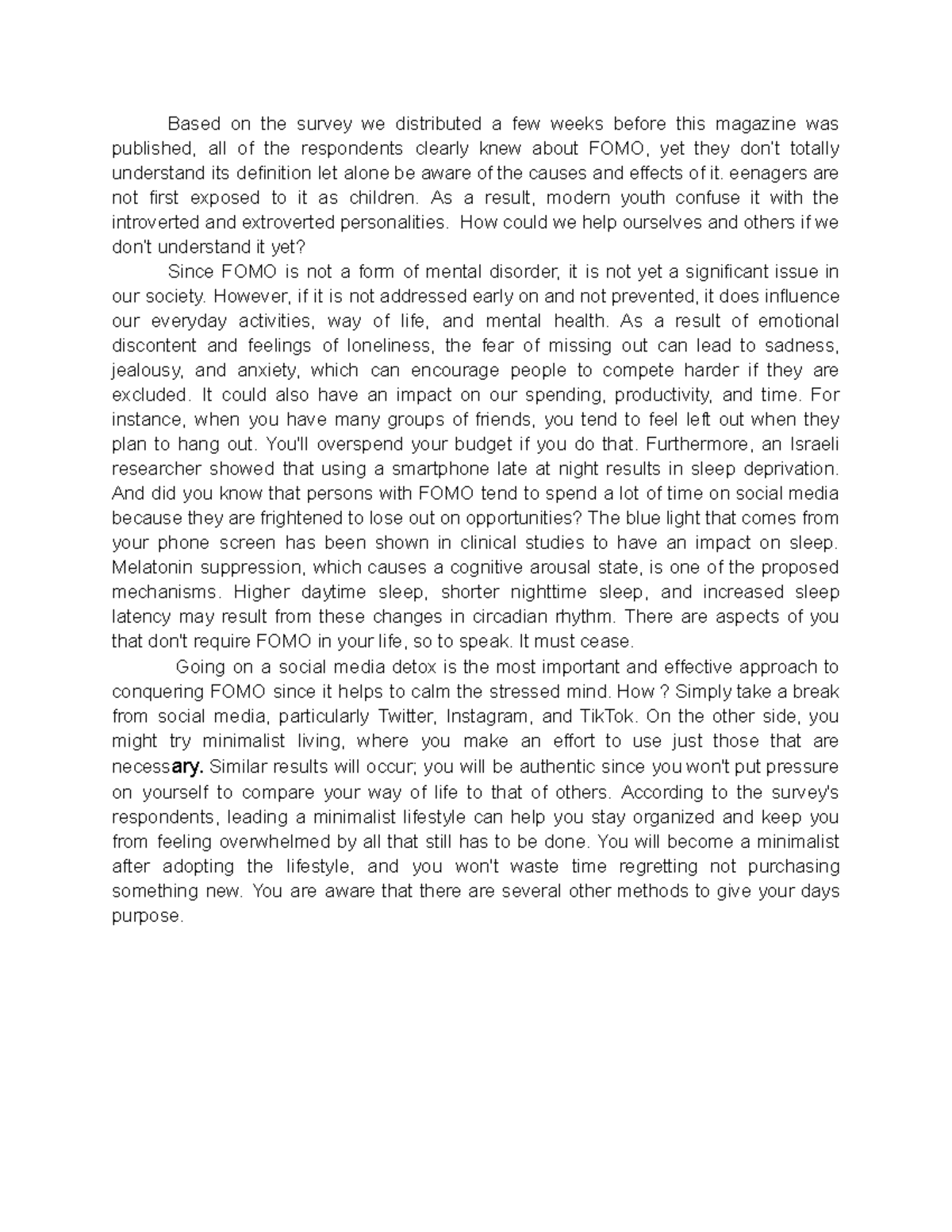 Emagazine for law036 Based on the survey we distributed a few weeks