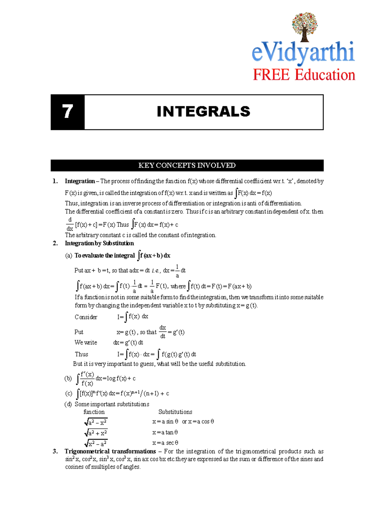 Chapter-7-2 - KEY CONCEPTS INVOLVED Integration – The process of ...