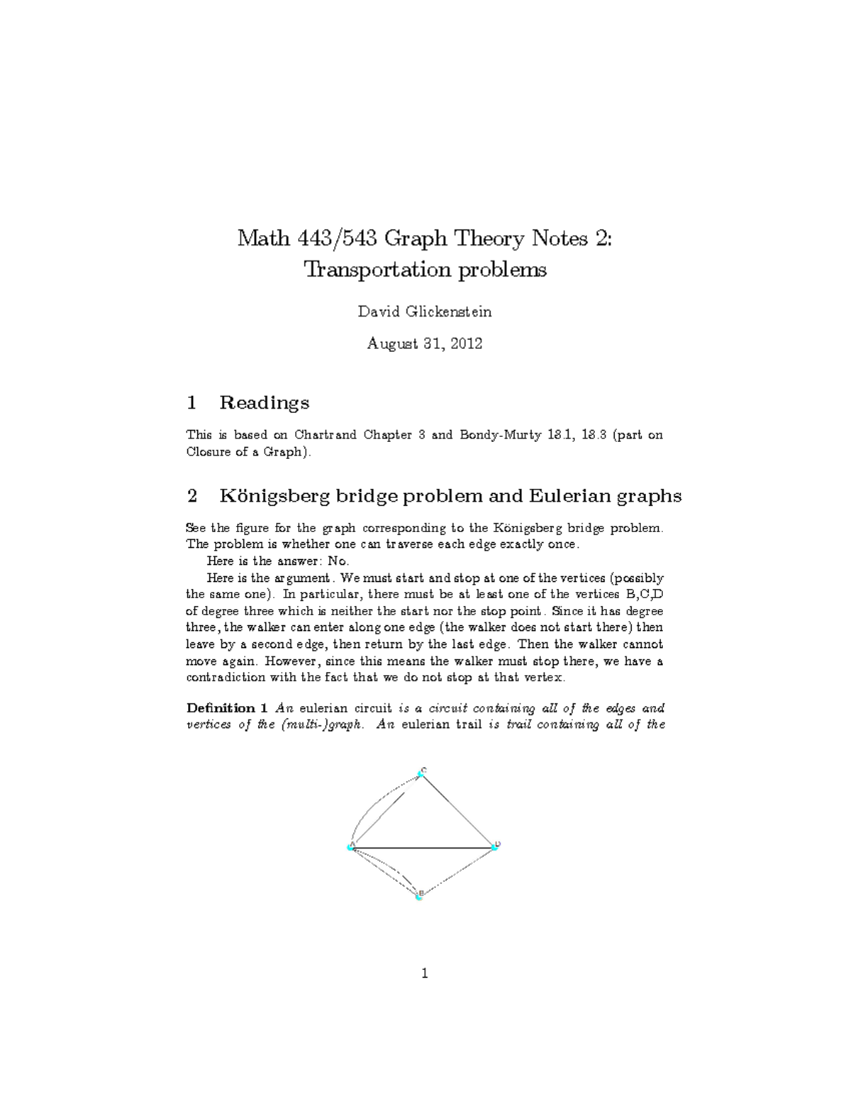 Notes 2 - Math 443/543 Graph Theory Notes 2: Transportation problems ...