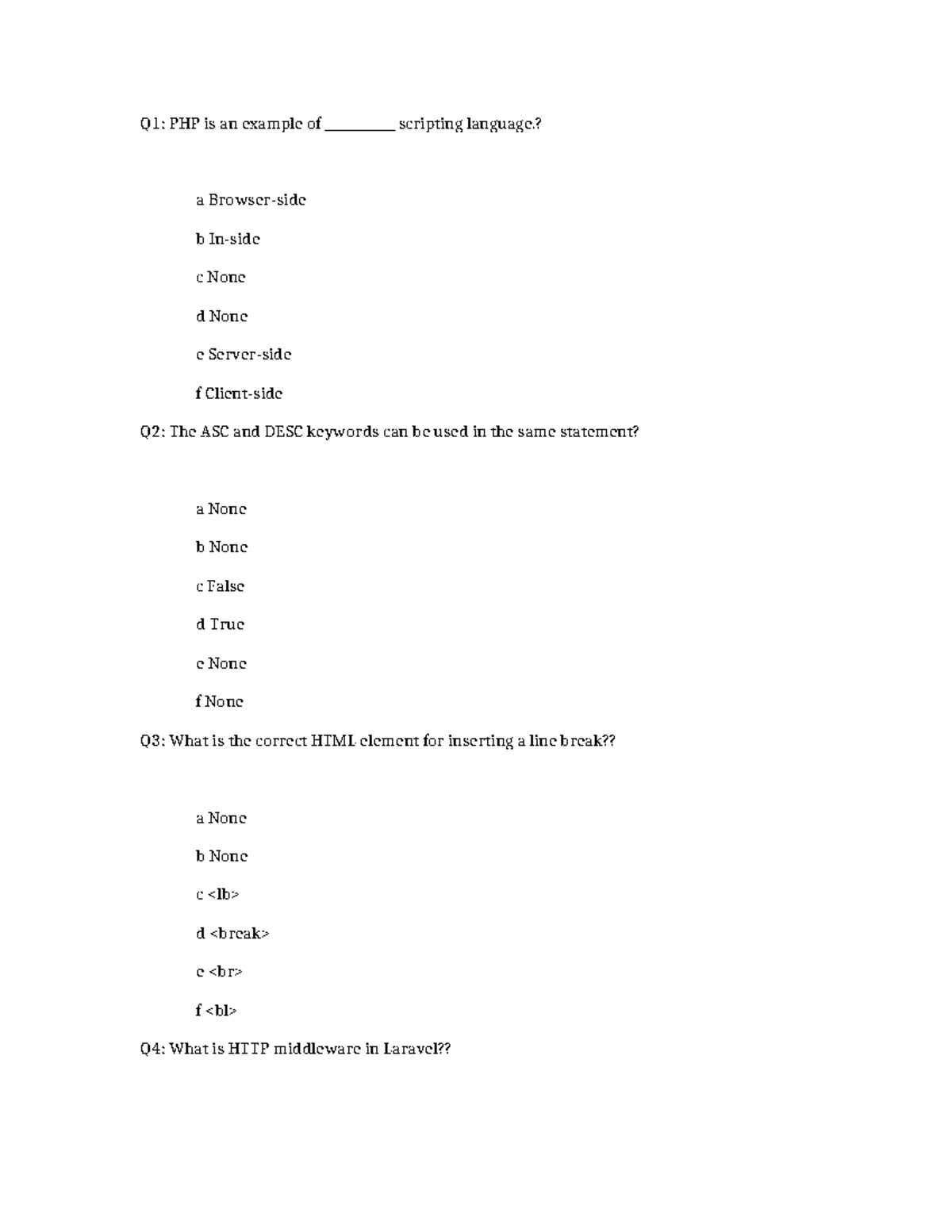 2 Assessment for OPZD - computer - Q1: PHP is an example of ...