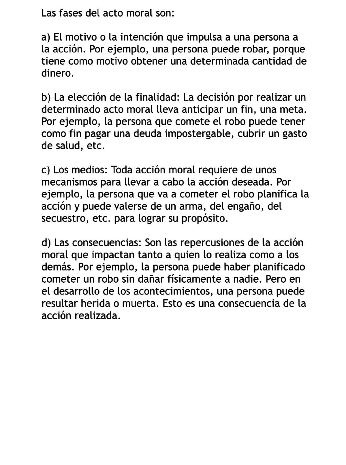 Fases del acto moral Para repasar Las fases del acto moral son a