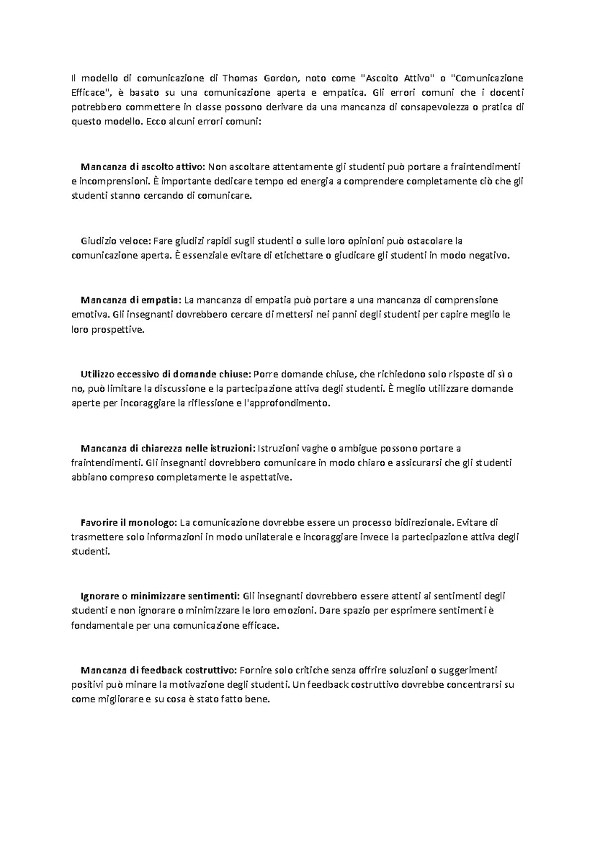 Il modello di comunicazione di Thomas Gordon - Gli errori comuni che i ...